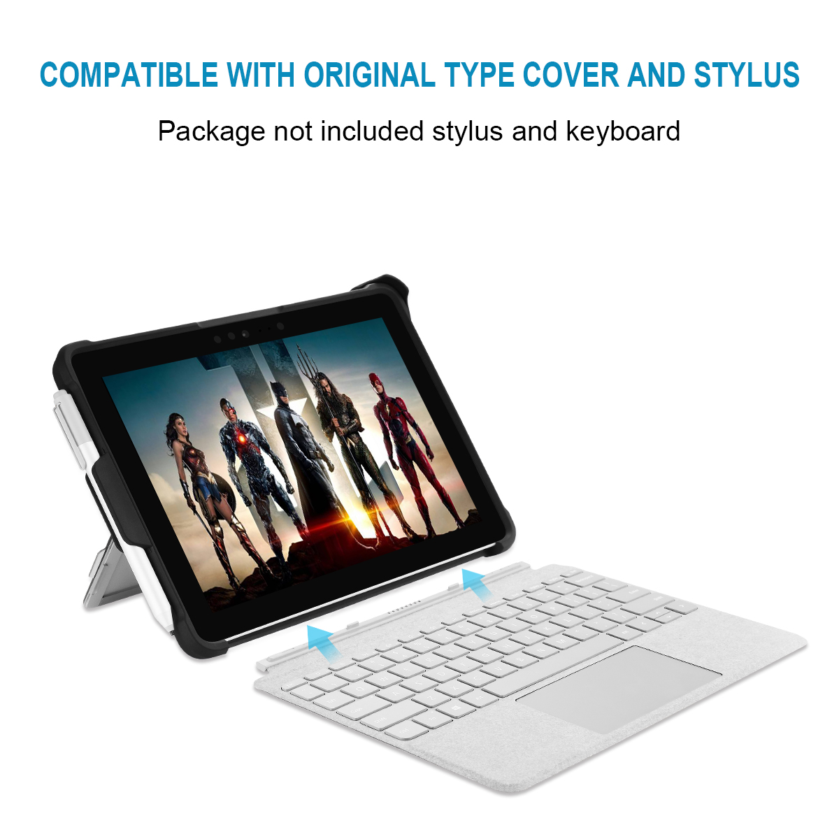 Rugged Folio Protective Cover Compatible with Type Cover, Kickstand case for Surface Pro 4/5/6/7/7 Plus